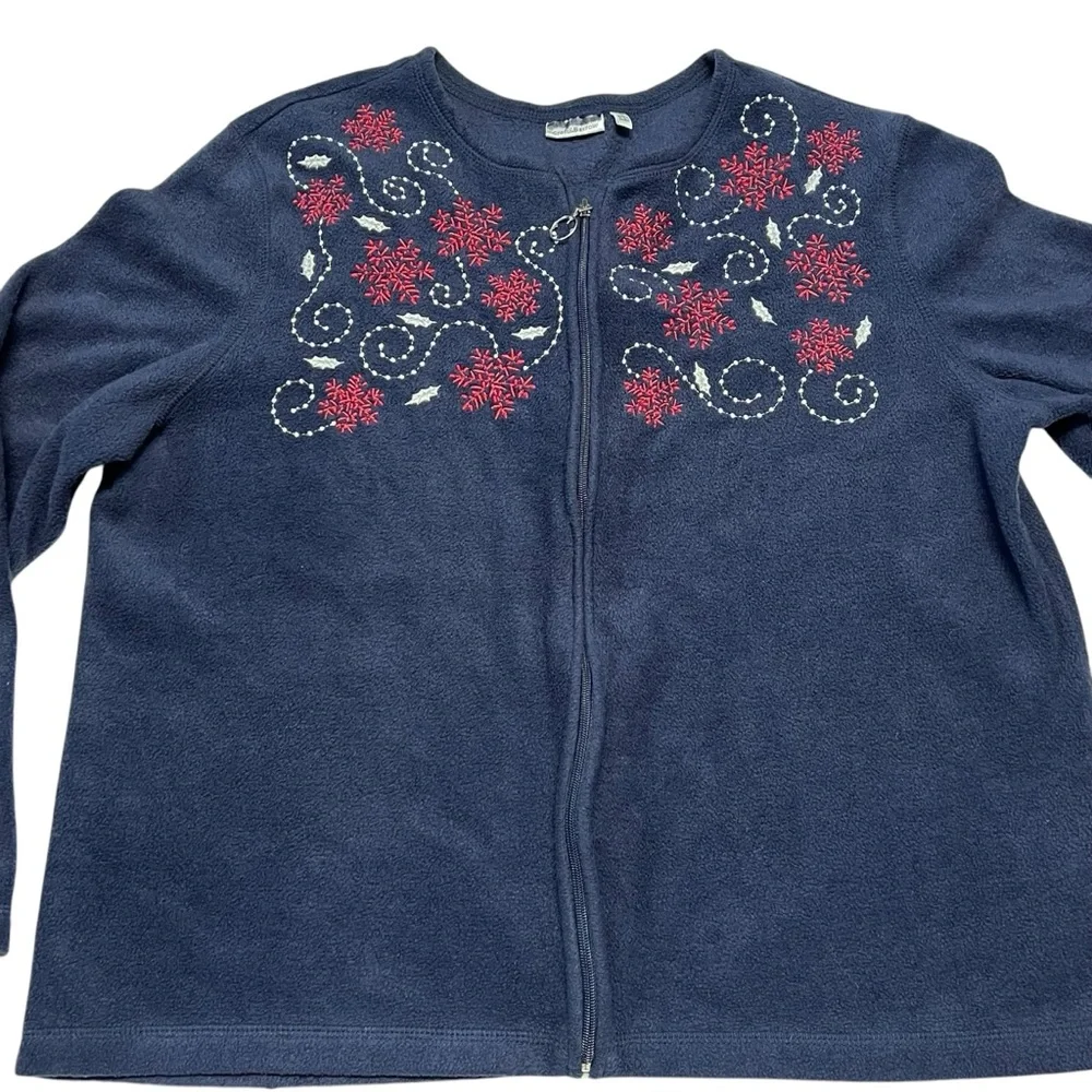 Croft & Barrow - Womens Snowflake Fleece Zip Up Sweater Sz. LG/XL